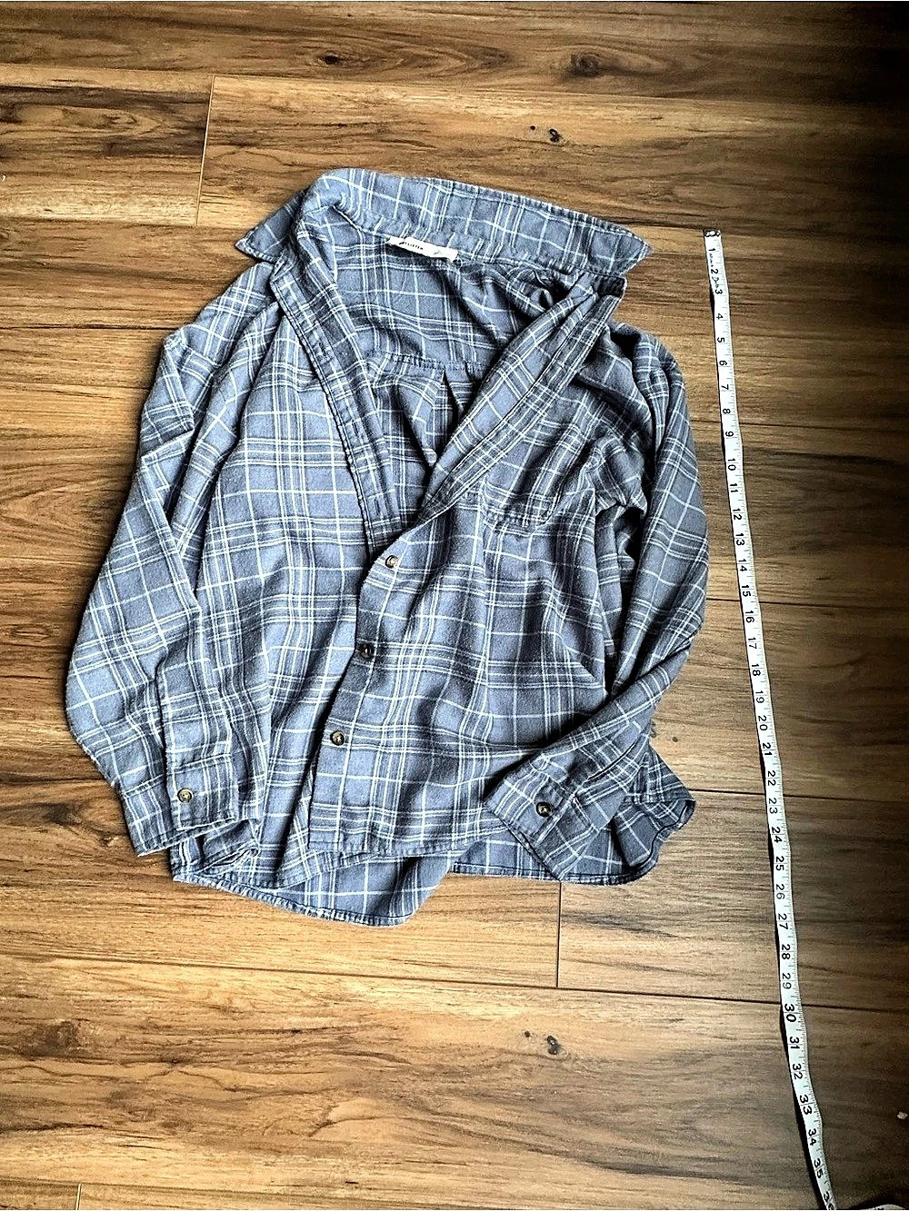 Hollister Plaid Button Front Flannel Shirt Down in Blue & White